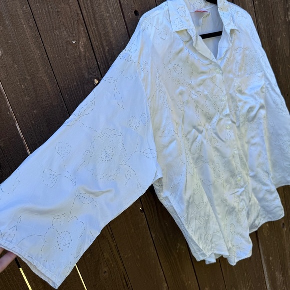 Vintage Hot Stuff Glitter Floral Oversized Blouse w/ Shoulder Pads - Picture 3 of 8